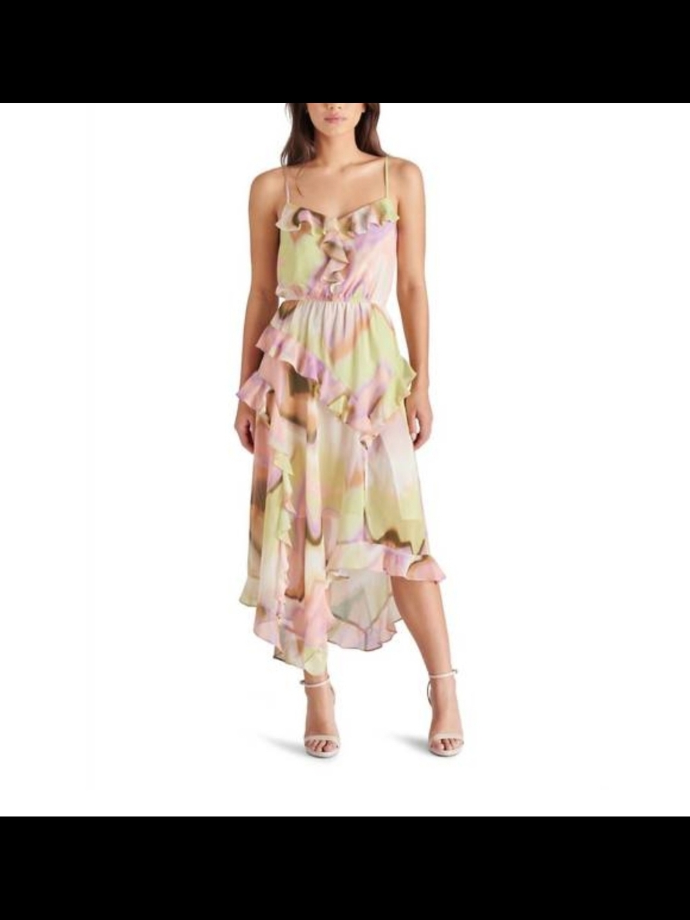 Steve Madden Delphine Pastel Watercolor High-Low Ruffle Dress NWT Size Medium